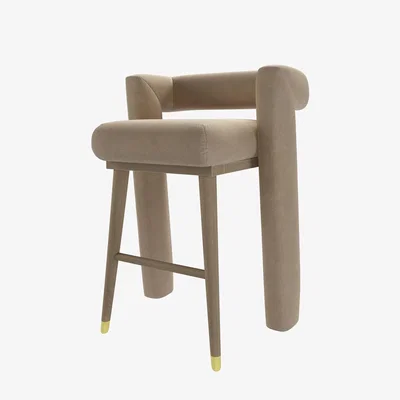 Sofa.com Fonda Bar Stool in Fawn Aquaclean Clever Velvet