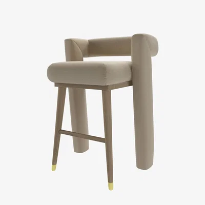 Sofa.com Fonda Bar Stool in Pennine Stone Organic Smart Cotton