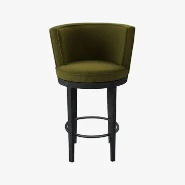 Sofa.com Margaux Bar Stool in Royal Fern Brushed Linen Cotton