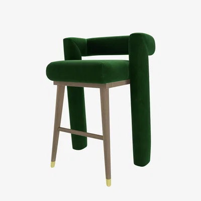 Sofa.com Fonda Bar Stool in Putting Green Aquaclean Clever Velvet