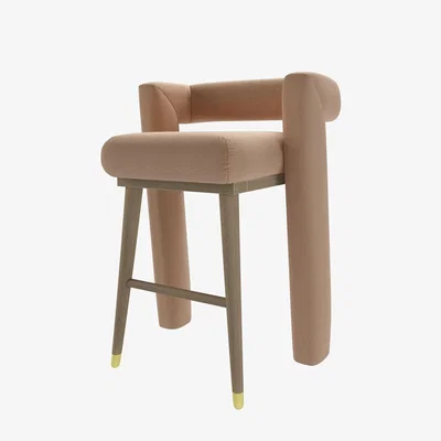 Sofa.com Fonda Bar Stool in Rosewater Organic Smart Cotton