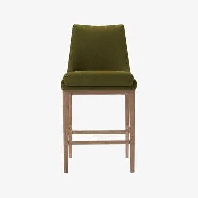 Sofa.com Basil Bar Stool in Royal Fern Brushed Linen Cotton