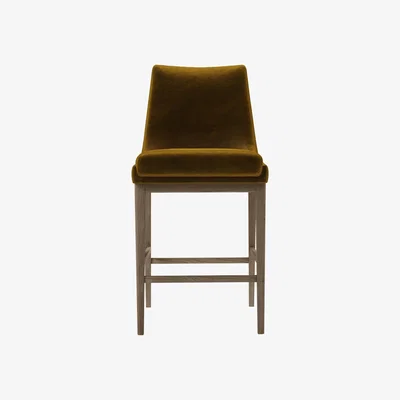 Sofa.com Basil Bar Stool in Nefertiti Gold Cotton Matt Velvet