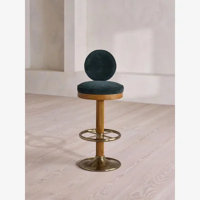 Soho Home Alma Barstool, Linen Chenille, Deep Teal, UK