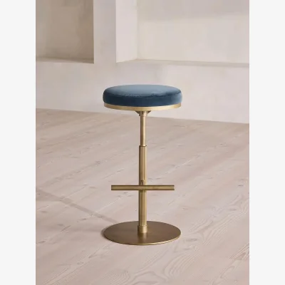 Soho Home Wardell Counter Stool, Velvet, Grey Blue, UK