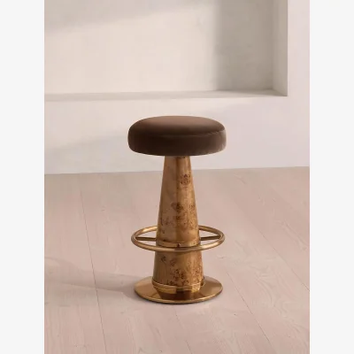 Soho Home Killian Barstool, Velvet, Chocolate, UK