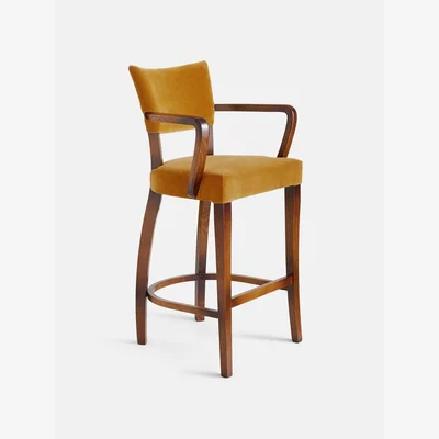 Soho Home Molina Barstool, Velvet Mustard