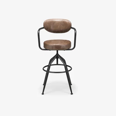 Teddy Beau Julain Bowen Barbican Barstool in Faux Leather Brown