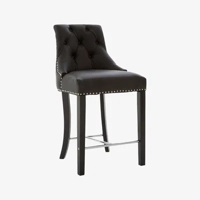 Teddy Beau Teddy's Collection Richard Faux Leather Black Bar Chair
