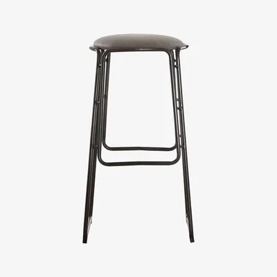 Teddy Beau Teddy's Collection Dario Vintage Gun Legs Faux Leather Seat Ash Bar Stool