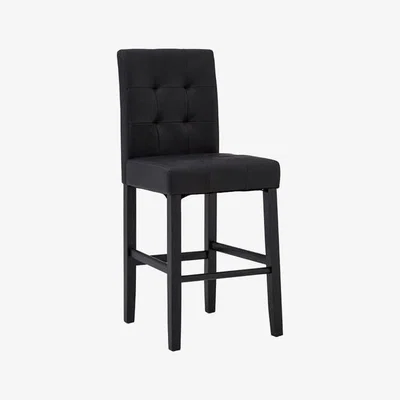 Teddy Beau Teddy's Collection Riley Faux Stitched Black Bar Chair