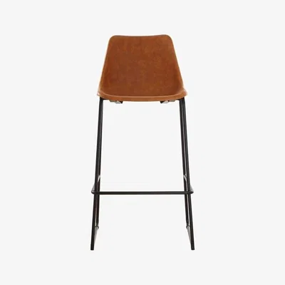 Teddy Beau Teddy's Collection Darby Vintage Faux Leather Black Legs Camel Bar Stool