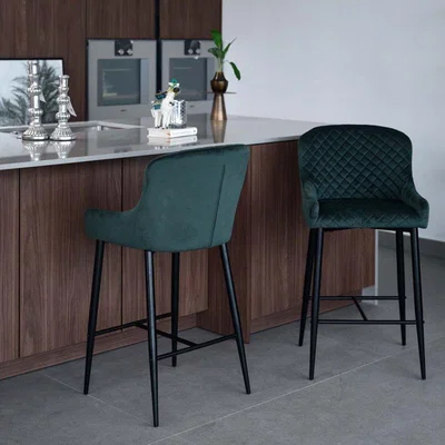 Woods Furniture Carlton Bar Stool - Dark Green Velvet Set of 2