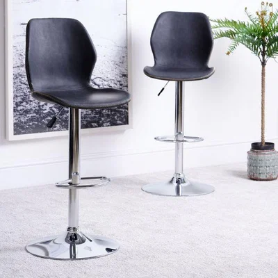 Woods Furniture Laxar Dark Grey Gaslift Barstool Set of 2