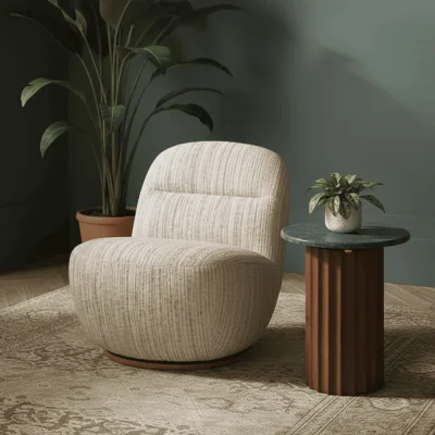 Atkin & Thyme Susie Swivel Chair in Textured Weave