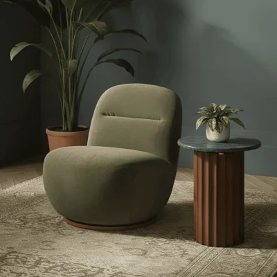 Atkin & Thyme Susie Swivel Chair in Green Velvet