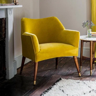 Atkin & Thyme Astoria Armchair in Mustard Yellow Velvet