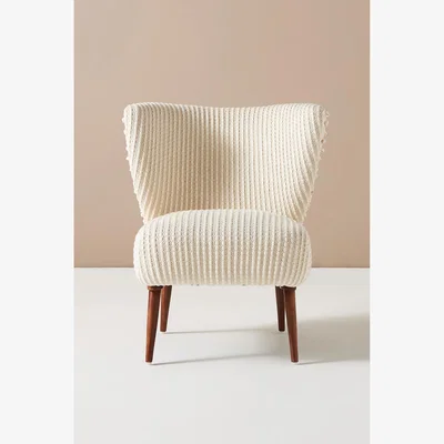 Anthropologie Chunky Woven Cotton-Upholstered Petite Accent Chair