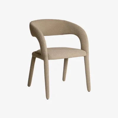 Andrew Martin Knox Dining Chair, Chair, Bronze/Dark Neutral - Andrew Martin Boucle & Other Fabric