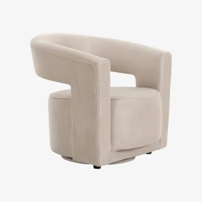 Andrew Martin Madison Swivel Chair Stone Velvet, Swivel Chair, Dove Grey Velvet - Andrew Martin