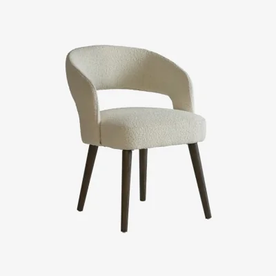 Andrew Martin Franco Dining Chair, Dining Chair, Brown/White - Andrew Martin Boucle