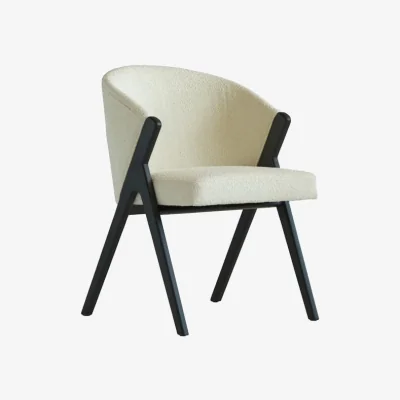 Andrew Martin Ciri Dining Chair, Dining Chair, Black/White/Light Neutral - Andrew Martin Boucle