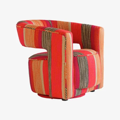Andrew Martin Madison Swivel Chair Llama Orange, Swivel Chair, Llama Orange - Andrew Martin Linen