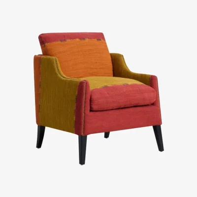 Andrew Martin Regal Chair Turkish Perde, Red & Green, Chair, Green/Red - Andrew Martin Wool