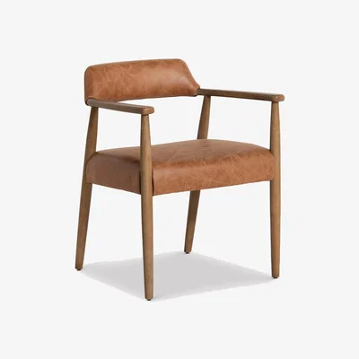 Barker and Stonehouse Ames Dining Chair, Brown Leather | Barker & Stonehouse
