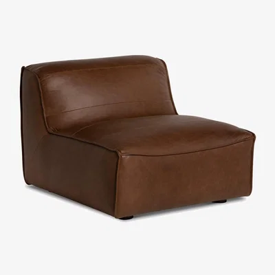 Barker and Stonehouse Loma Armless Lounge Chair, Brown Leather | Barker & Stonehouse