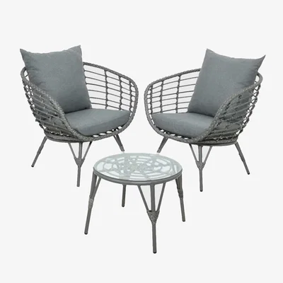 Barker and Stonehouse Toulon 3 Piece Garden Chair Set, Grey | Barker & Stonehouse