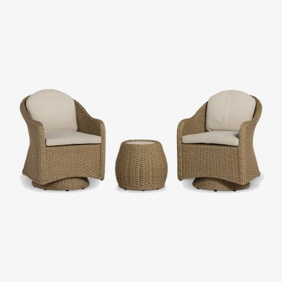 Barker and Stonehouse Garda Swivel Chair Duo Set, Aluminium, Neutral | Barker & Stonehouse