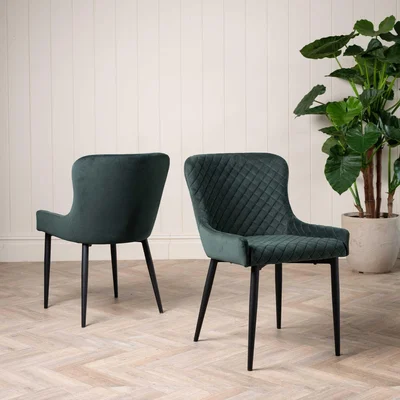 Barker and Stonehouse Rivington Dining Chair, Green Velvet | Barker & Stonehouse
