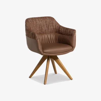 Barker and Stonehouse Dixon Swivel Dining Chair High Arm, Brown Fabric | Barker & Stonehouse