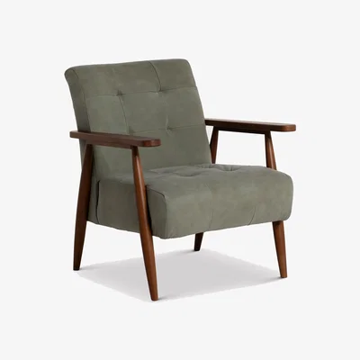 Barker and Stonehouse Duffy Accent Chair, Green Leather | Barker & Stonehouse