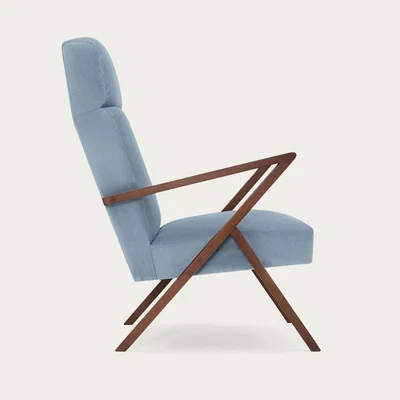 Bombinate.com Ice Grey Retrostar Lounge Chair Velvet Line