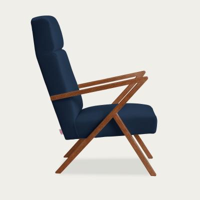 Bombinate.com Night Blue Retrostar Lounge Chair Premium Velvet Line