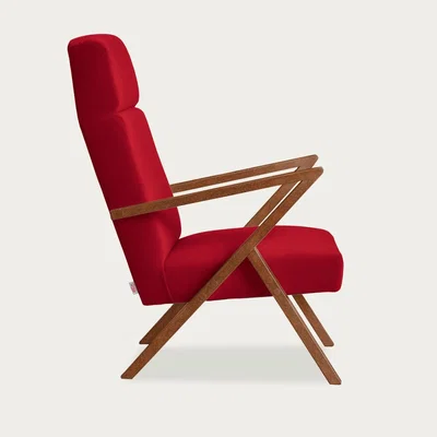 Bombinate.com Chimney Red Retrostar Lounge Chair Premium Velvet Line