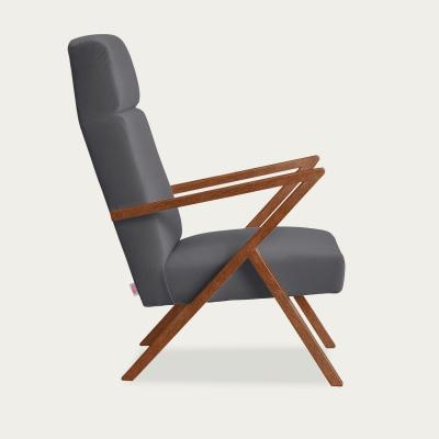 Bombinate.com Silver Grey Retrostar Lounge Chair Premium Velvet Line