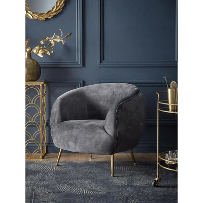 Cox and Cox Deep Grey Velvet Tub Chair