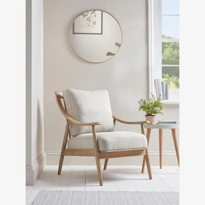 Cox and Cox Curved Arm Mid Century Chair - Linen