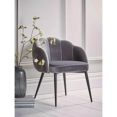 Cox and Cox Grey Scalloped Velvet Chair