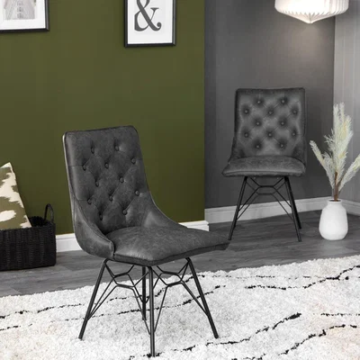 Chiltern Oak Furniture Industrial Grey Studded Back Swivel Chair
