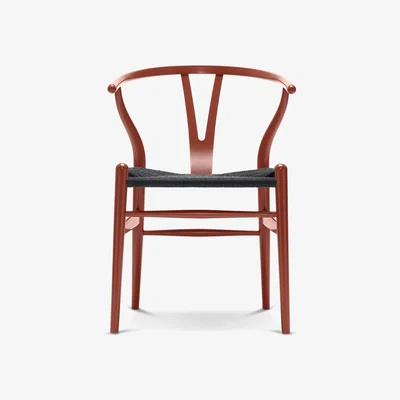 The Conran Shop CH24 Wishbone Chair in Red Brown Beech & Black Paper Cord