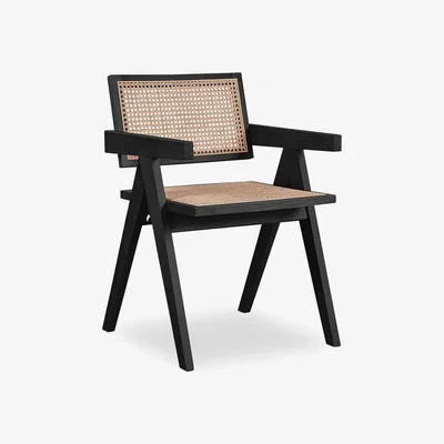 Cult Furniture Cleo Wooden Carver Dining Chair, Cane & Black