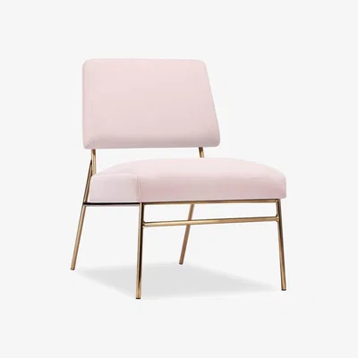 Cult Furniture £230 Off Holly Accent Chair, Light Pink Velvet & Brass Leg Colour: Black