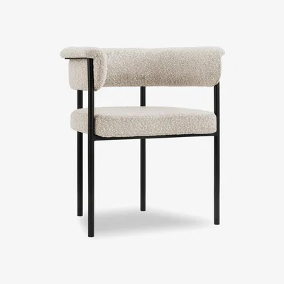 Cult Furniture Roane Carver Dining Chair, Speckled Stone Sustainable Boucle