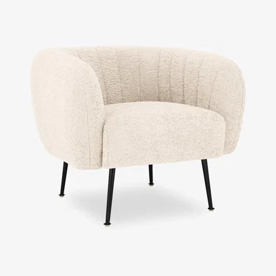 Cult Furniture £50 Off Accent Chair, Ivory White Boucle & Black Leg Colour: Black