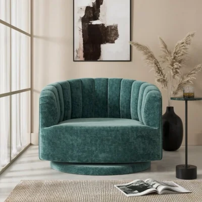Dunelm Elena Luxe Chenille Scalloped Swivel Chair