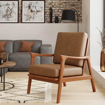 Dunelm Elements Maddox Faux Leather Accent Chair Brown Brown